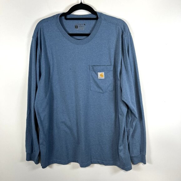 Carhartt Shirt Mens Size XL Blue Loose Fit Utility Work Pocket Long Sleeve Work - Picture 2 of 9